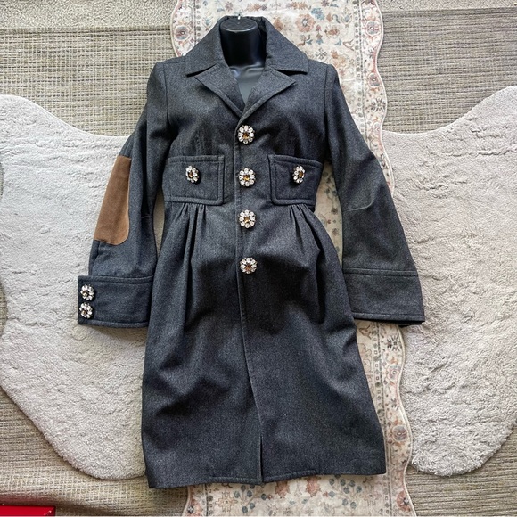 DSQUARED2 Gray Coat with Embellished Buttons - Picture 10 of 13